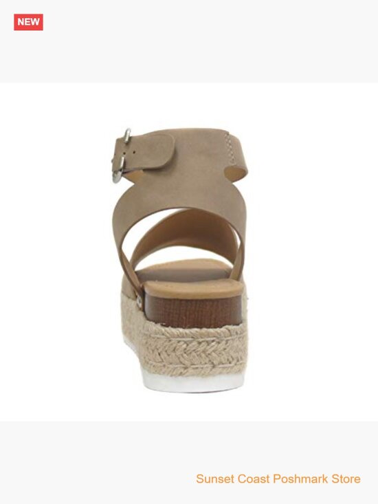 Open Toe Buckle Ankle Strap Espadrilles Flatform Wedge Casual Sandals main image 1